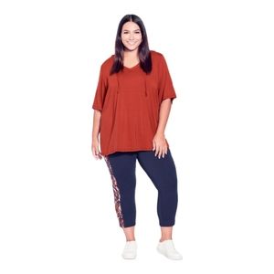 AVENUE Sporty Hood Top Burnt Orange Size 16